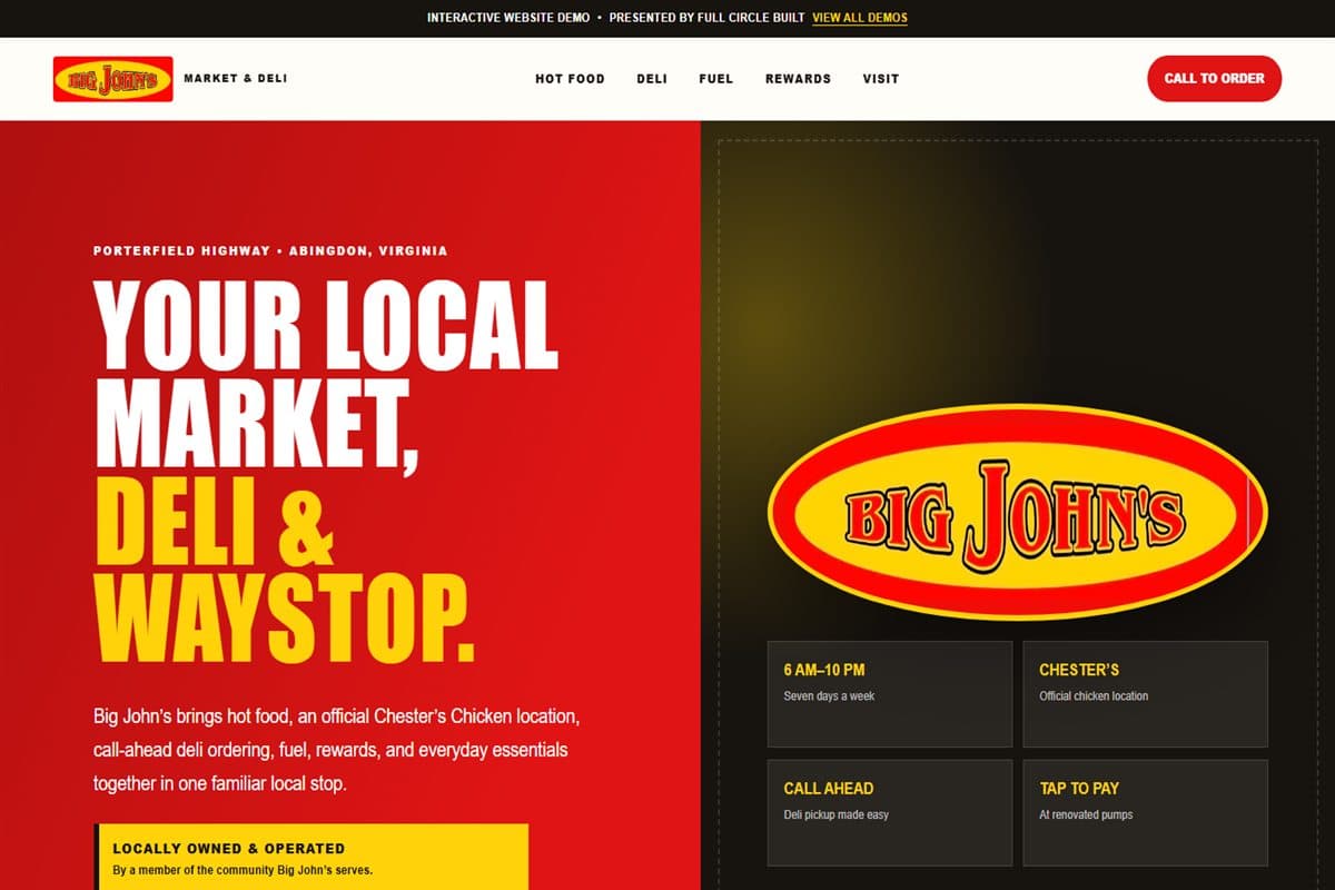 Preview of the Big John’s Market & Deli demo website